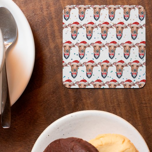 グレイハウンドイタリアンドがクリスマスを育てる スクエアペーパーコースター