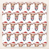 グレイハウンドイタリアンドがクリスマスを育てる スクエアペーパーコースター (正面)