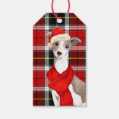 グレイハウンドイタリアンドッグのクリスマスプレイド ギフトタグ (正面)