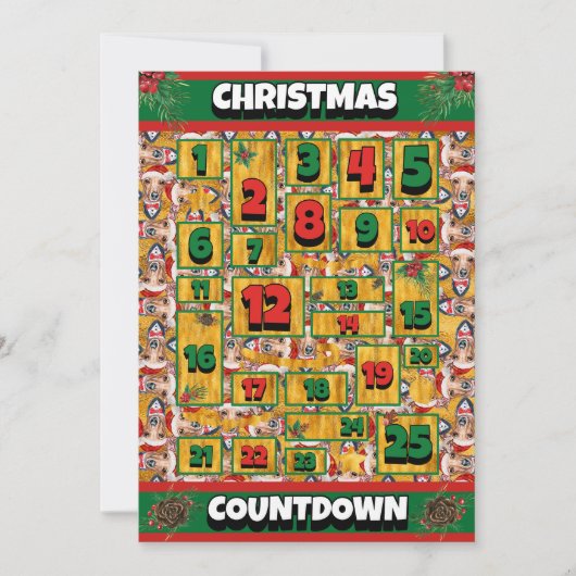グレイハウンドイタリアンドッグカウントダウンクリスマスアドベント シーズンカード (正面)