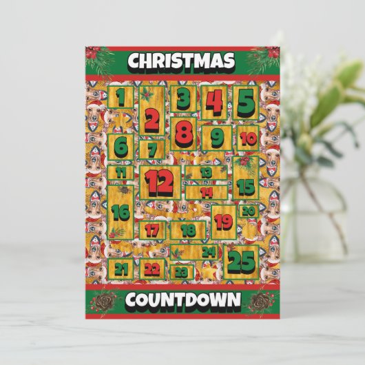 グレイハウンドイタリアンドッグカウントダウンクリスマスアドベント シーズンカード (スタンド正面)
