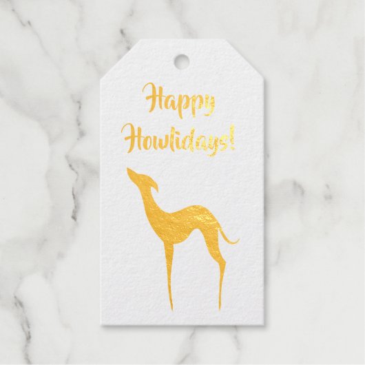 グレイハウンドイタリアンドッグシルエットエレガントハウリデイ ギフトタグ (正面)