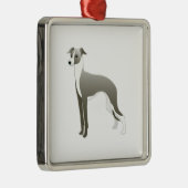 グレイハウンドイタリアンドッグブリードイラストレーションシルエット メタルオーナメント (右)