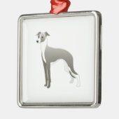 グレイハウンドイタリアンドッグブリードイラストレーションシルエット メタルオーナメント (左)