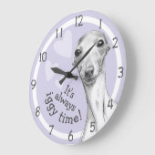 グレイハウンドイタリアンドッグ可愛いスケおもしろいッチIggy時間 ラージ壁時計 (傾斜)