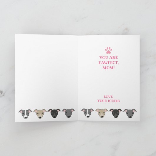 グレイハウンドイタリアンドッグ母かわいいイギーカスタム文字 カード (内部)