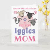 グレイハウンドイタリアンドッグ母かわいいイギーカスタム文字 カード (黄色い花)