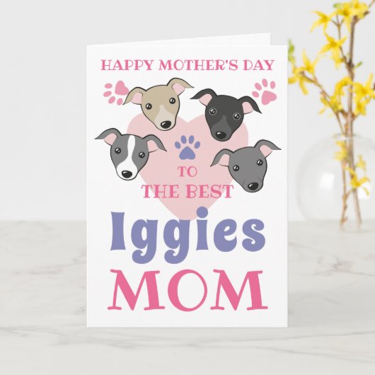 グレイハウンドイタリアンドッグ母かわいいイギーカスタム文字 カード (黄色い花)