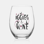 グレイハウンドイタリアンドッグ母ワイン愛好家おもしろい文字 ステムなしワイングラス (正面)