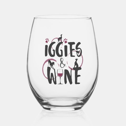 グレイハウンドイタリアンドッグ母ワイン愛好家おもしろい文字 ステムなしワイングラス (正面)