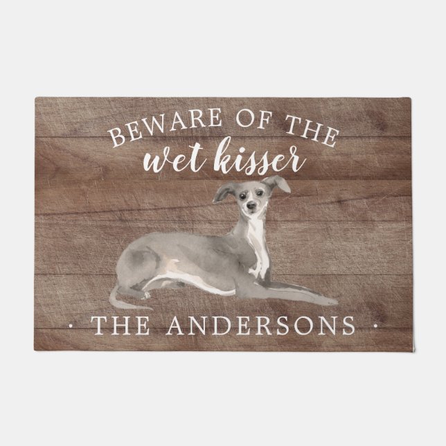 グレイハウンドイタリアンドンドアパーソナライズされたードマット ドアマット (正面)