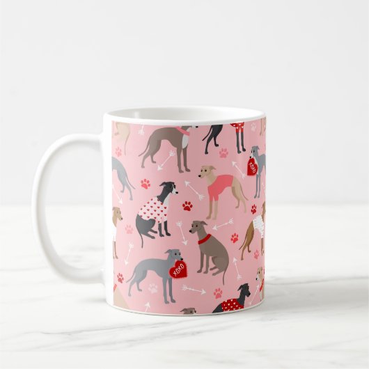グレイハウンドイタリアンバレンタインパターン コーヒーマグカップ (左)