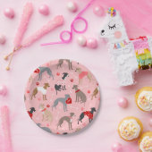 グレイハウンドイタリアンバレンタインパターン ペーパープレート (パーティー)