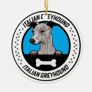 グレイハウンドイタリアンピークイラストレーションバッジ セラミックオーナメント