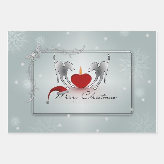 グレイハウンドイタリアンメリークリスマス ラッピングペーパーシート (正面)