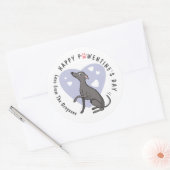 グレイハウンドイタリアンラブグレー漫画の犬かわいいハート ラウンドシール (封筒)