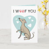 グレイハウンドイタリアンン子乱交かわいい漫画の犬の愛 カード (黄色い花)