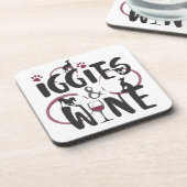 グレイハウンドイタリアン犬のオーナーワインラバーおもしろい文字 コースター (左側)