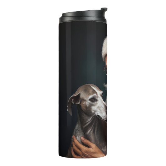 グレイハウンドウィズサンタクロースフェスティバルクリスマス タンブラー (回転左)