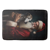 グレイハウンドウィズサンタクロースフェスティバルクリスマス バスマット (正面)