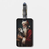 グレイハウンドウィズサンタクロースフェスティバルクリスマス ラゲッジタグ (裏面縦)