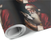 グレイハウンドウィズサンタクロースフェスティバルクリスマス ラッピングペーパー (ロールコーナー)