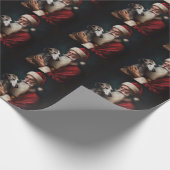 グレイハウンドウィズサンタクロースフェスティバルクリスマス ラッピングペーパー (角)