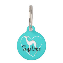 グレイハウンドウィペットシルエットパーソナライズされたハート ペット　ネームタグ