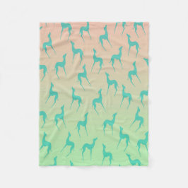 グレイハウンドウィペット犬のシルエットエレガントかわいい フリースブランケット