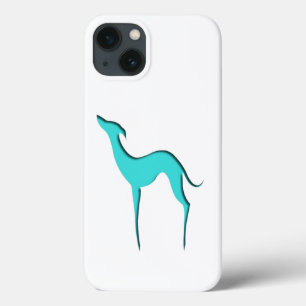 グレイハウンドウィペット犬のターコイズエレガントシルエット iPhone 13ケース