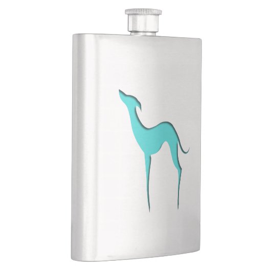 グレイハウンドウィペット犬エレガントターコイズシルエット フラスク (右)