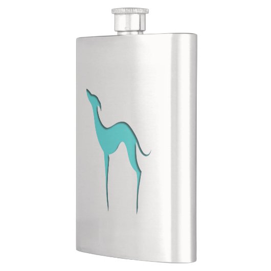 グレイハウンドウィペット犬エレガントターコイズシルエット フラスク (左)