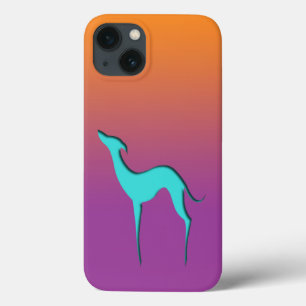 グレイハウンドウィペット犬ブルーオレンジパープルグラデーション iPhone 13ケース