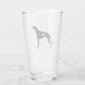 グレイハウンドカスタムシルエット犬の恋人の飲酒 タンブラーグラス (裏面)