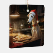 グレイハウンドクリスマスクッキーフェスティバルホリデイ セラミックオーナメント (右)