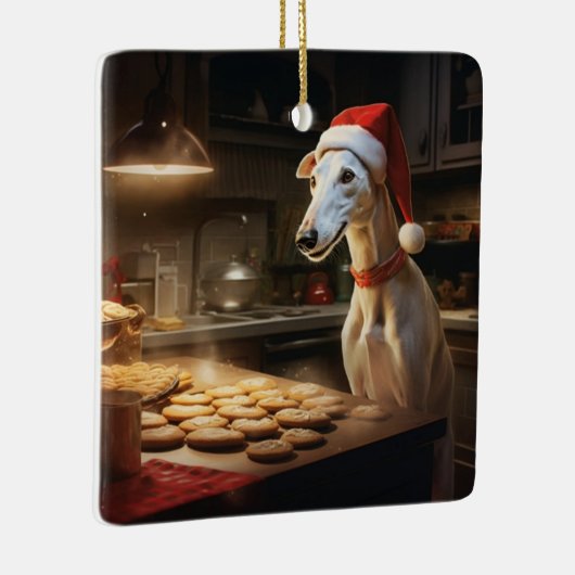 グレイハウンドクリスマスクッキーフェスティバルホリデイ セラミックオーナメント (右)