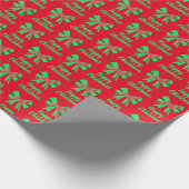 グレイハウンドクリスマスドッグ&グリーンボウレッド ラッピングペーパー (角)