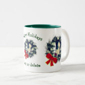 グレイハウンドクリスマスパーソナライズされた休暇 ツートーンマグカップ (正面右)