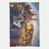 グレイハウンドクリスマスフェスティバルシーズン キッチンタオル (縦)