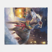 グレイハウンドクリスマスフェスティバルシーズン フリースブランケット (正面(横))