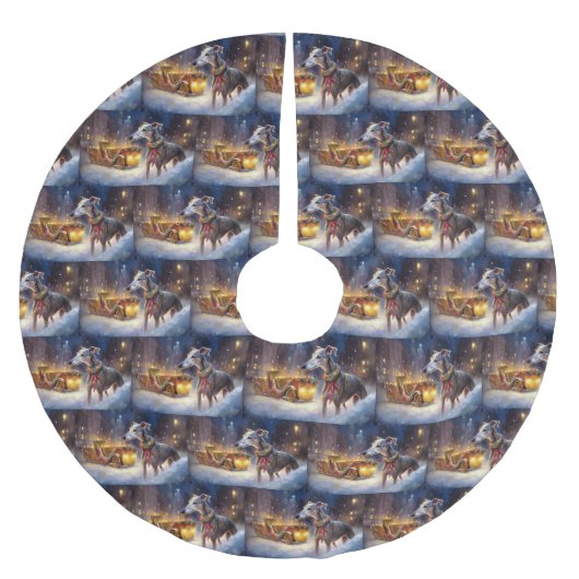 グレイハウンドクリスマスフェスティバルシーズン ブラッシュドポリエステルツリースカート (正面)