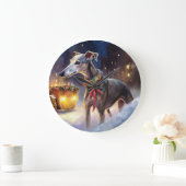 グレイハウンドクリスマスフェスティバルシーズン ラージ壁時計 (ホーム)