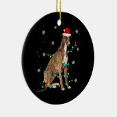 グレイハウンドクリスマスライトかわいいサンタグレイハウンド セラミックオーナメント (右)