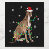 グレイハウンドクリスマスライトかわいいサンタグレイハウンド ワインラベル (シングルラベル)