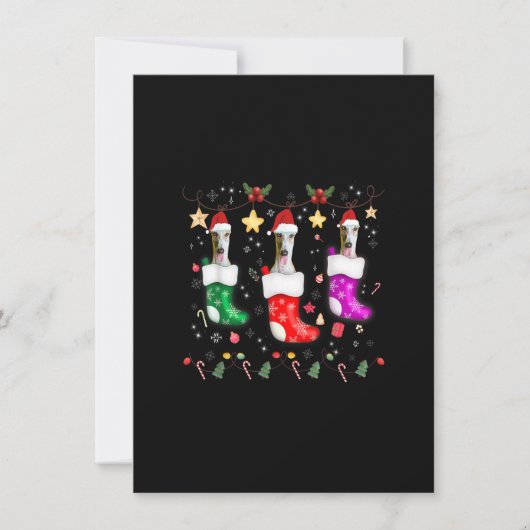 グレイハウンドクリスマスライトギフトおもしろいクリスマスドッグ値リスト 招待状 (正面)