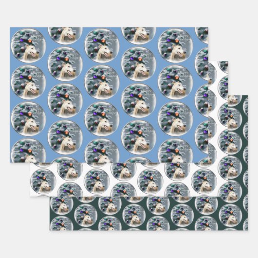 グレイハウンドクリスマス ラッピングペーパーシート (セット)