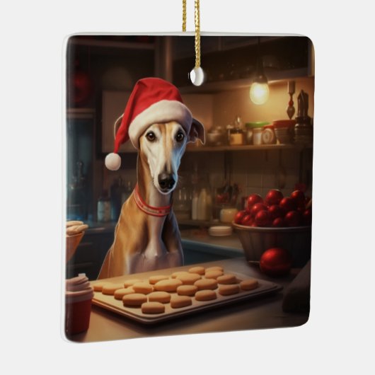 グレイハウンドクリスマスCookieの休日 セラミックオーナメント (右)