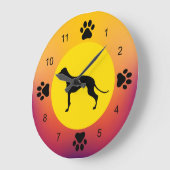グレイハウンドシルエットサンセットカラー ラージ壁時計 (傾斜)