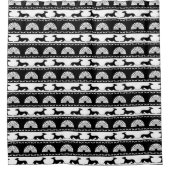 グレイハウンドシルエット白黒アールデコファン シャワーカーテン (正面)