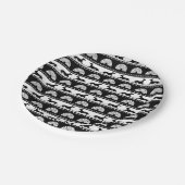 グレイハウンドシルエット白黒アールデコファン ペーパープレート (アングル)